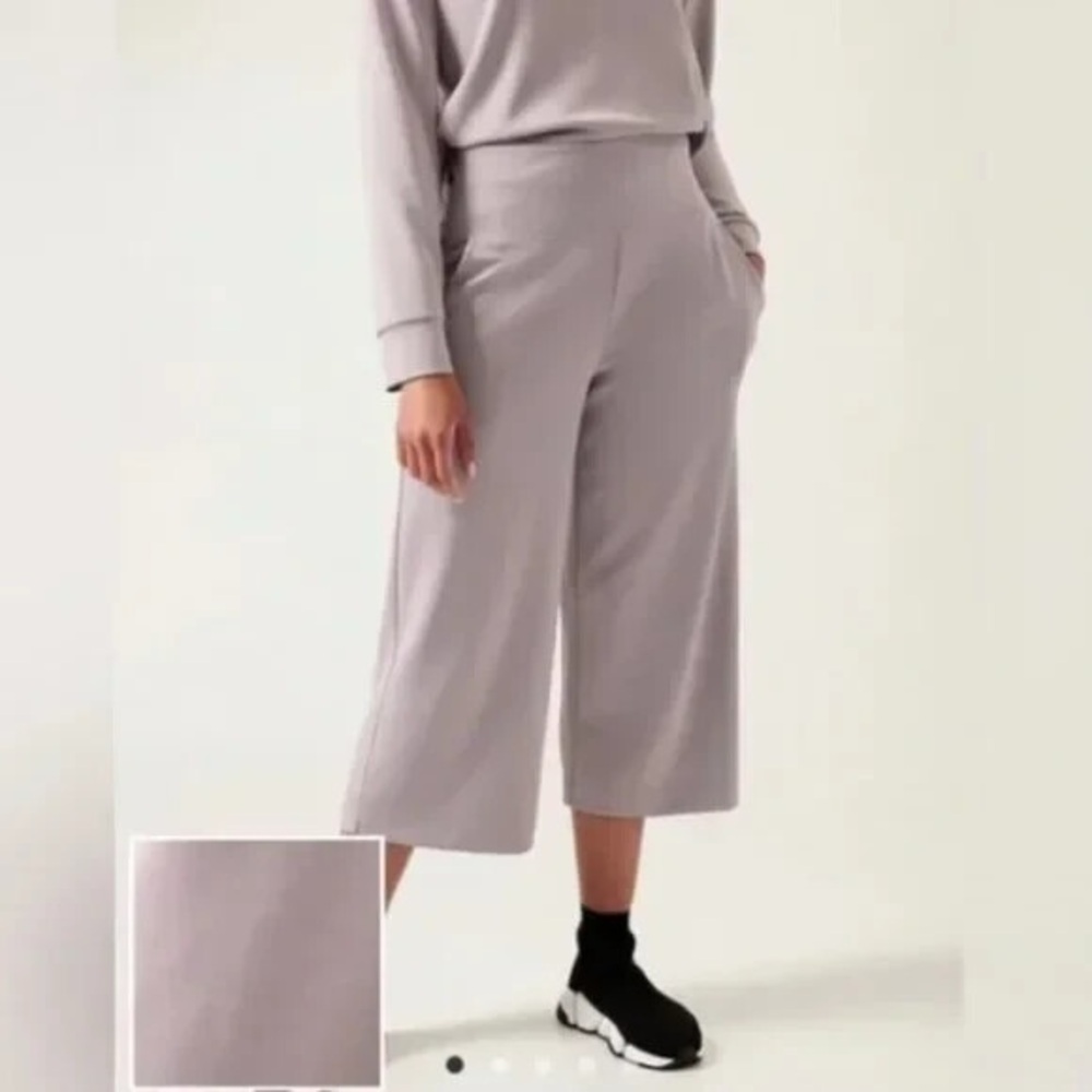 Athleta SeaSoft Wide Cropped Pants Tinsel Purple Gray Modal Blend Size Small